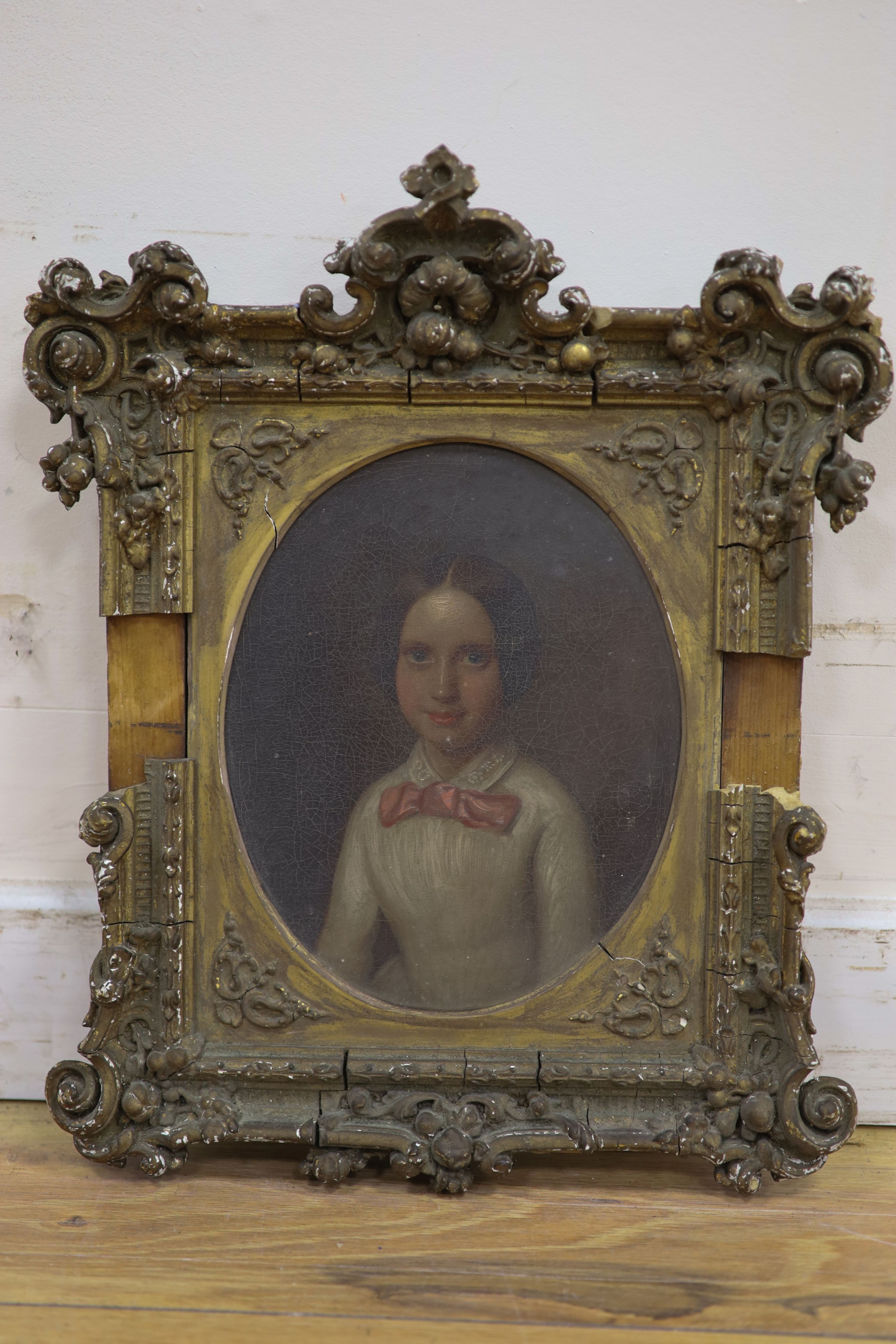 Victorian School, oil on canvas, Portrait of a young girl, to the oval, 22 x 18cm.